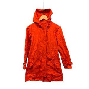 J.Crew Hooded Trench Coat Women’s‎ Orange Cotton Lightweight Jacket Size 2